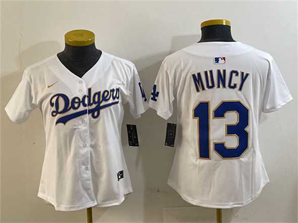 Womens Los Angeles Dodgers #13 Max Muncy White Gold Limited Stitched Jersey->mlb womens jerseys->MLB Jersey